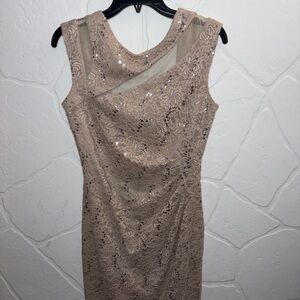 Scarlett Sleeveless Lace Mini Dress in Beige